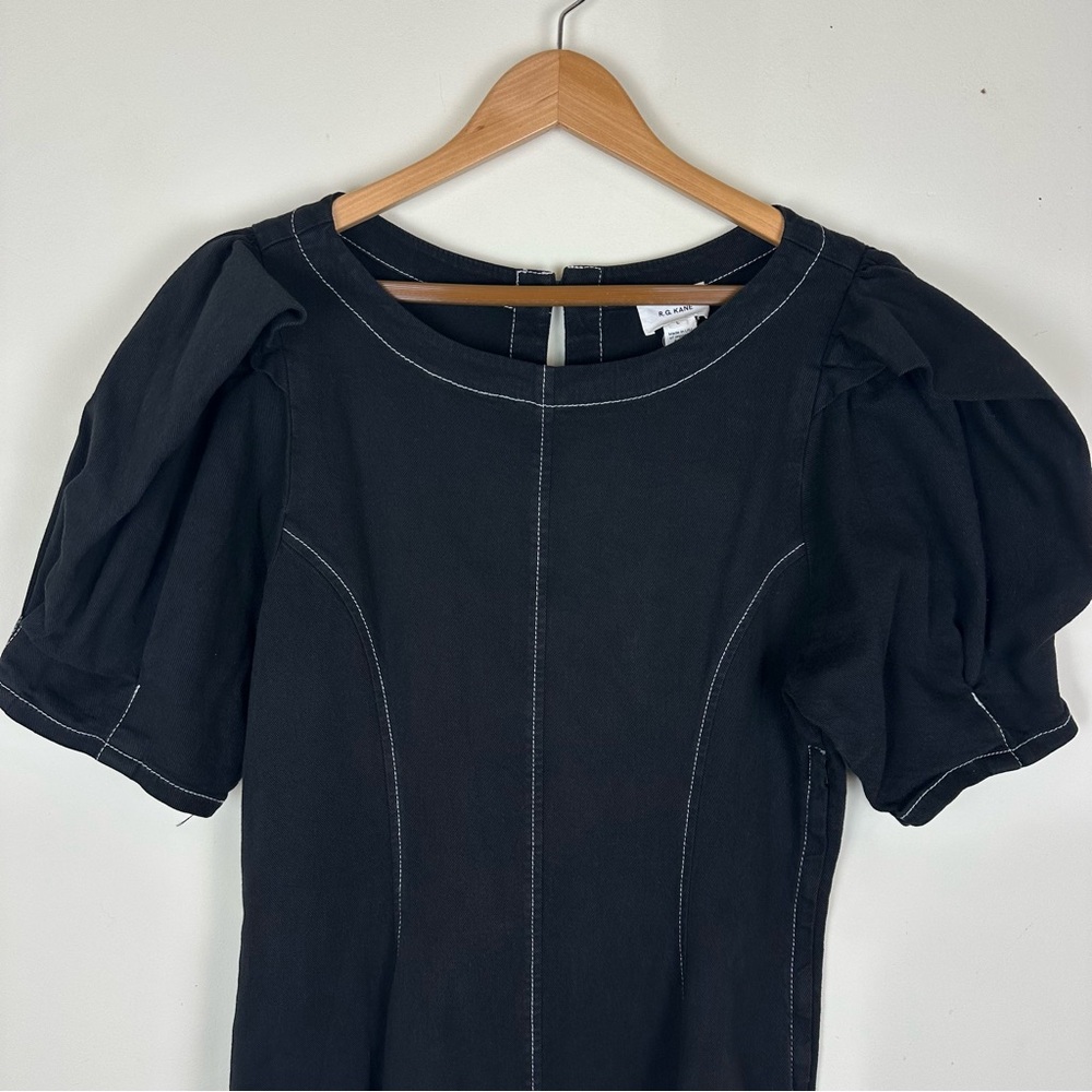 R.G. Kane Helena Black Mini Dress Puff Sleeve - Picture 3 of 11